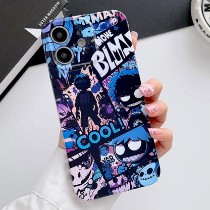 For iPhone 11 Painted Pattern Precise Hole PC Phone Case(Purple Comics) - iPhone 11 Cases by buy2fix | Online Shopping UK | buy2fix