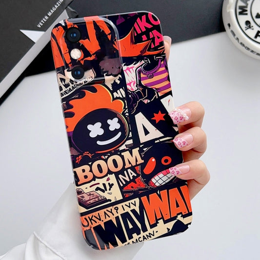 For iPhone XS Max Painted Pattern Precise Hole PC Phone Case(Orange Comics) - More iPhone Cases by buy2fix | Online Shopping UK | buy2fix