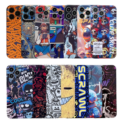 For iPhone 12 Pro Max Painted Pattern Precise Hole PC Phone Case(Blue SCR) - iPhone 12 Pro Max Cases by buy2fix | Online Shopping UK | buy2fix