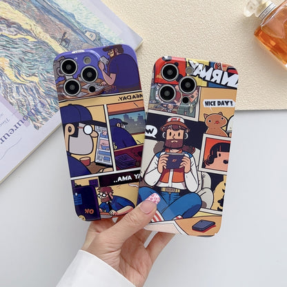 For iPhone 11 Pro Painted Pattern Precise Hole PC Phone Case(Orange Astronaut) - iPhone 11 Pro Cases by buy2fix | Online Shopping UK | buy2fix