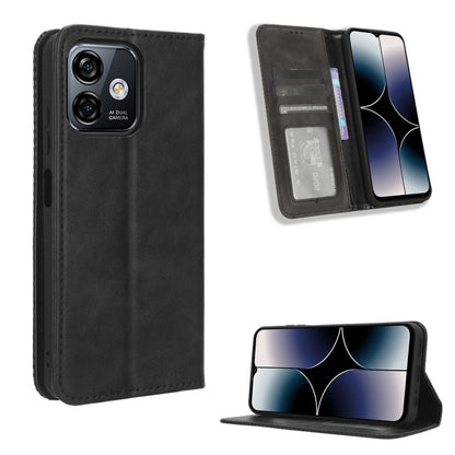 For Ulefone Note 16 Pro Magnetic Buckle Retro Texture Leather Phone Case(Black) - Ulefone Cases by buy2fix | Online Shopping UK | buy2fix