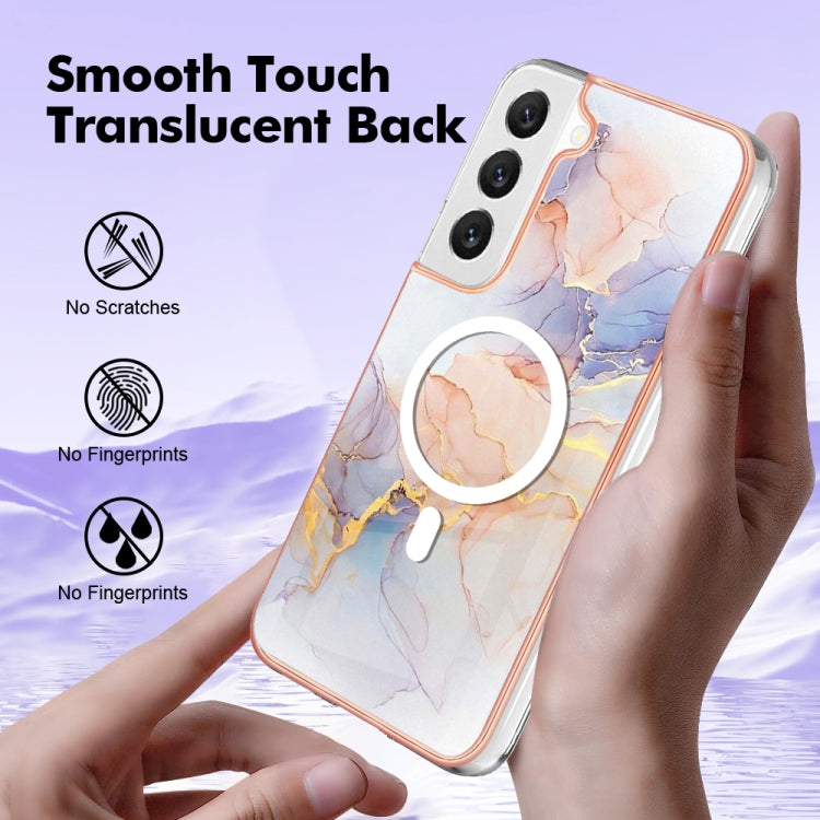 For Samsung Galaxy S22+ 5G Marble Pattern Dual-side IMD Magsafe TPU Phone Case(White Marble) - Galaxy S22+ 5G Cases by buy2fix | Online Shopping UK | buy2fix