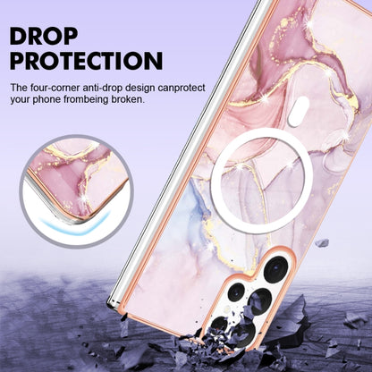 For Samsung Galaxy S22 Ultra 5G Marble Pattern Dual-side IMD Magsafe TPU Phone Case(Rose Gold 005) - Galaxy S22 Ultra 5G Cases by buy2fix | Online Shopping UK | buy2fix