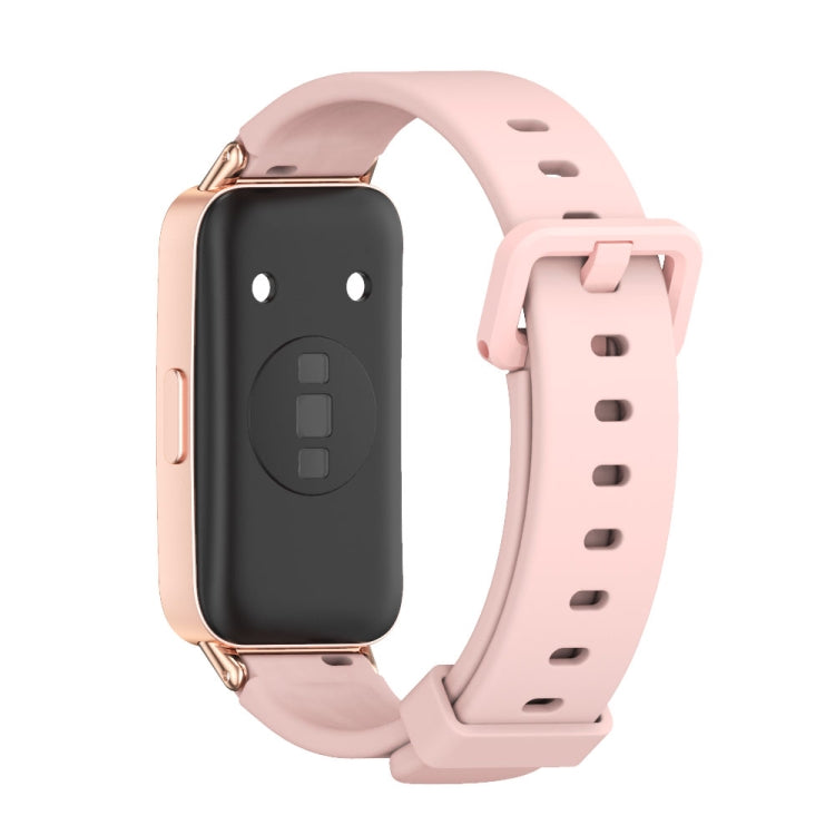 For Huawei Band 8 / 9 Mijobs Silicone Breathable Watch Band(Pink+Rose Gold) - Watch Bands by MIJOBS | Online Shopping UK | buy2fix