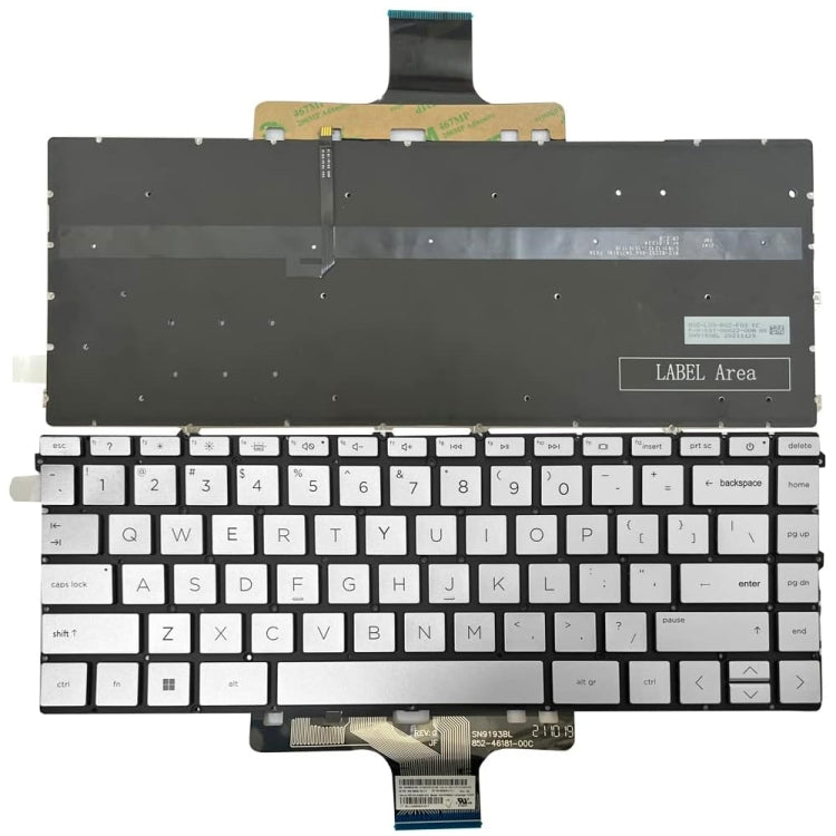 For HP Pavilion X360 14-DW US Version Laptop Backlight Keyboard(Silver) - HP Spare Parts by buy2fix | Online Shopping UK | buy2fix
