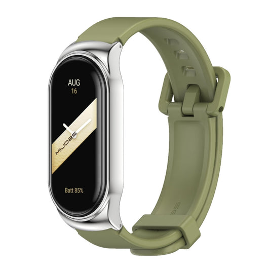 For Xiaomi Mi Band 8 Mijobs CS Case Silicone Watch Band(Army Green Silver) - Watch Bands by MIJOBS | Online Shopping UK | buy2fix