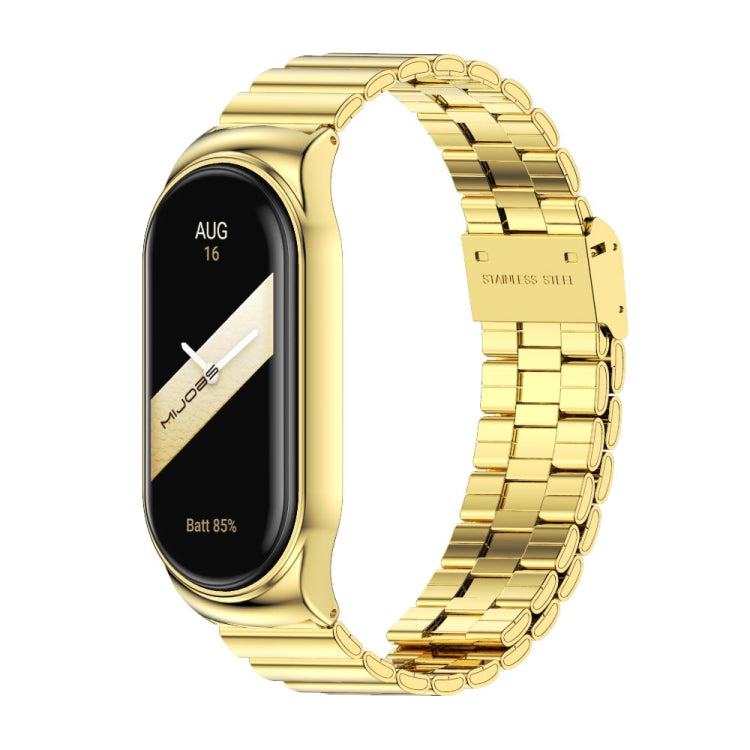 For Xiaomi Mi Band 8 Mijobs CS Case Bamboo Buckle Metal Watch Band(Gold) - Watch Bands by MIJOBS | Online Shopping UK | buy2fix