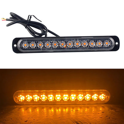 DC12V-24V / 36W Car Truck Emergency Strobe Flash Warning Light 12LEDs Long Ultra-thin Side Lights(Yellow) - In Car by buy2fix | Online Shopping UK | buy2fix