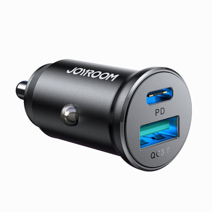 JOYROOM JR-CCN05 30W PD+QC3.0 Mini Metal Car Charger(Black) - Car Charger by JOYROOM | Online Shopping UK | buy2fix