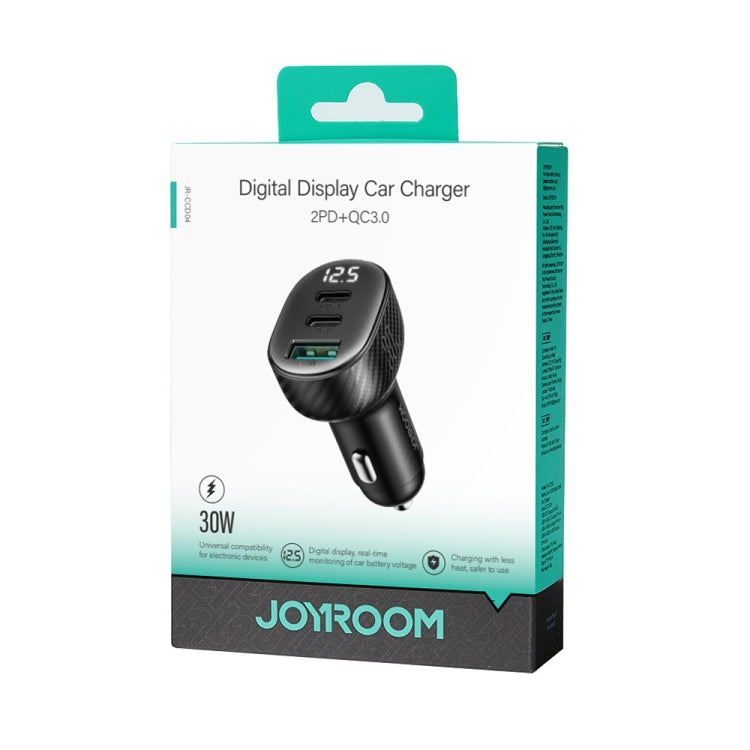 JOYROOM JR-CCD04 30W Dual PD + QC3.0 Ports Digital Display Car Charger(Black) - Car Charger by JOYROOM | Online Shopping UK | buy2fix