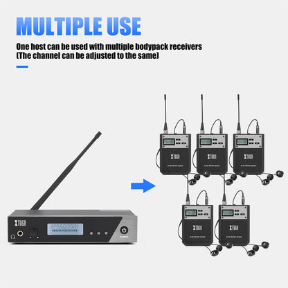 XTUGA  IEM1100 Professional Wireless In Ear Monitor System 4 BodyPacks(AU Plug) - Microphone by XTUGA | Online Shopping UK | buy2fix