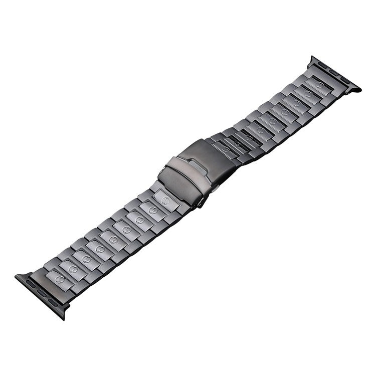 For Apple Watch Series 9 45mm Safety Buckle Titanium Steel Watch Band(Grey) - Watch Bands by buy2fix | Online Shopping UK | buy2fix