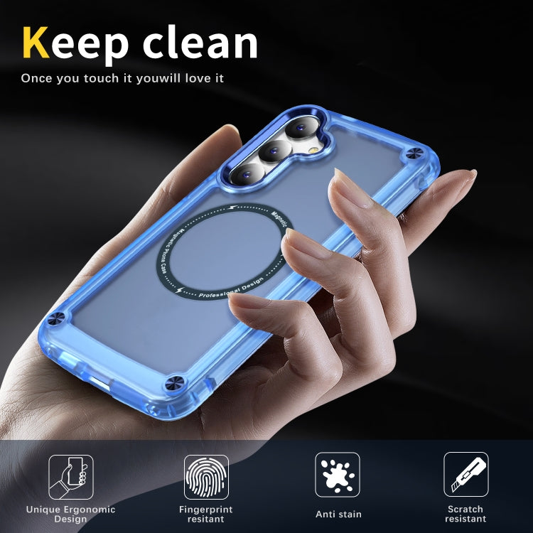 For Samsung Galaxy S24 5G Skin Feel TPU + PC MagSafe Magnetic Phone Case(Transparent Blue) - Galaxy S24 5G Cases by buy2fix | Online Shopping UK | buy2fix