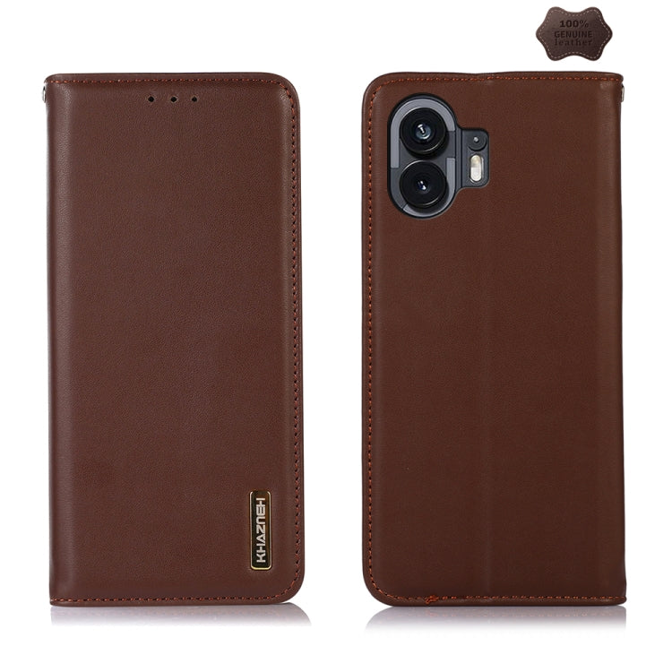 For Nothing Phone 2 KHAZNEH Nappa Top Layer Cowhide Leather Phone Case(Brown) - More Brand by buy2fix | Online Shopping UK | buy2fix