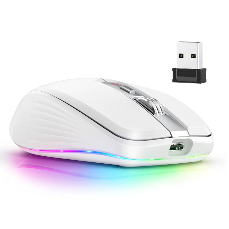 HXSJ M303 2400DPI Dual Mode 2.4GHz + Bluetooth 5.1 Wireless Mouse(White) - Wireless Mice by HXSJ | Online Shopping UK | buy2fix