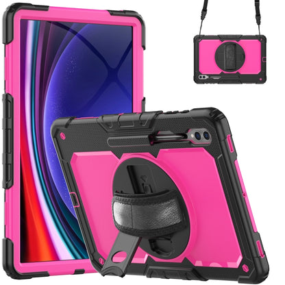 For Samsung Galaxy Tab S9 Ultra / S8 Ultra Silicone + PC Tablet Case(Black+Rose Red) - Galaxy Tab S9 Ultra Cases by buy2fix | Online Shopping UK | buy2fix