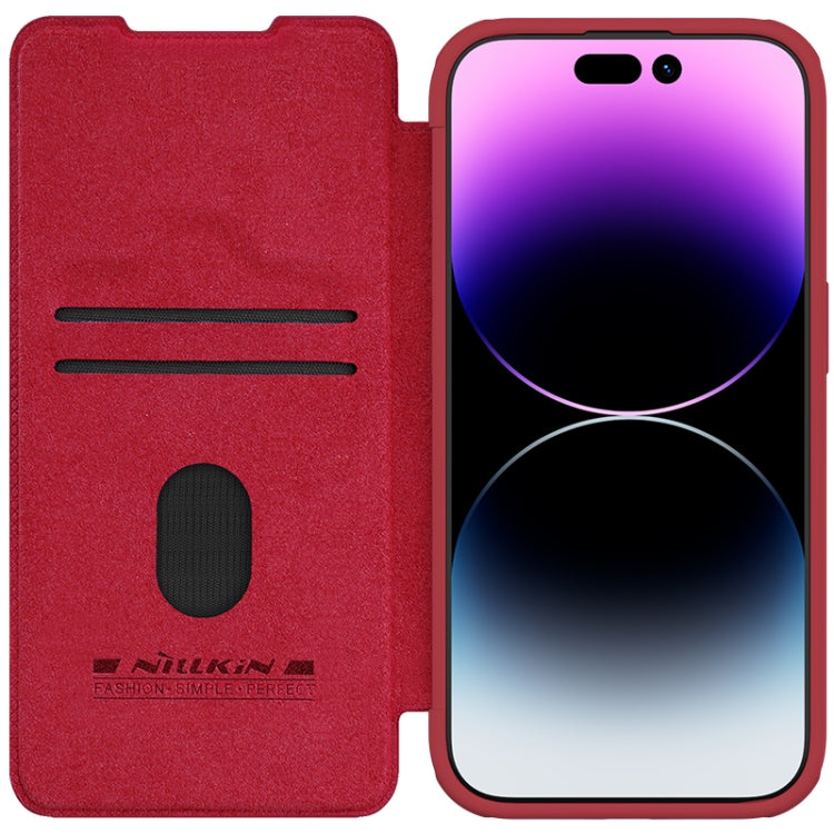 For iPhone 15 Pro NILLKIN QIN Series Pro Sliding Camera Cover Design Leather Phone Case(Red) - iPhone 15 Pro Cases by NILLKIN | Online Shopping UK | buy2fix