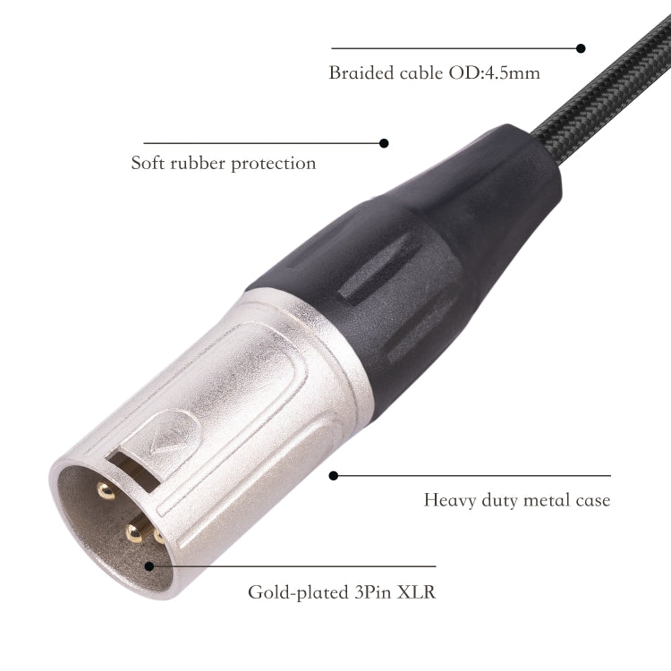 0.3m 6.35mm Female to XLR Male Microphone Audio Conversion Cable - Microphone Audio Cable & Connector by buy2fix | Online Shopping UK | buy2fix