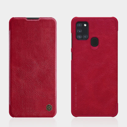 For Samsung Galaxy A21s NILLKIN QIN Series Crazy Horse Texture Horizontal Flip Leather Case with Card Slot(Red) - Galaxy Phone Cases by NILLKIN | Online Shopping UK | buy2fix