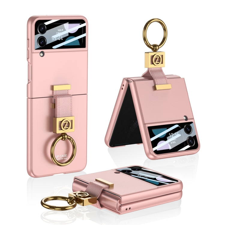 For Samsung Galaxy Z Flip4 5G GKK Integrated Ultra-thin Phone Case with Z Ring Holder(Pink) - Galaxy Z Flip4 5G Cases by GKK | Online Shopping UK | buy2fix