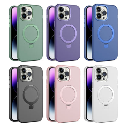 For iPhone 13 Pro MagSafe Metal Holder Frosted Translucent Phone Case(Dark Purple) - iPhone 13 Pro Cases by buy2fix | Online Shopping UK | buy2fix