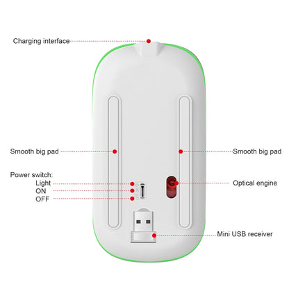 HXSJ M40 2.4GHZ 800,1200,1600dpi Third Gear Adjustment Colorful Wireless Mouse USB Rechargeable(Silver) - Wireless Mice by HXSJ | Online Shopping UK | buy2fix