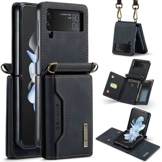 For Samsung Galaxy Z Flip3 5G DG.MING M2 Series Card Bag Magnetic Leather Phone Case(Black) - Galaxy Phone Cases by DG.MING | Online Shopping UK | buy2fix