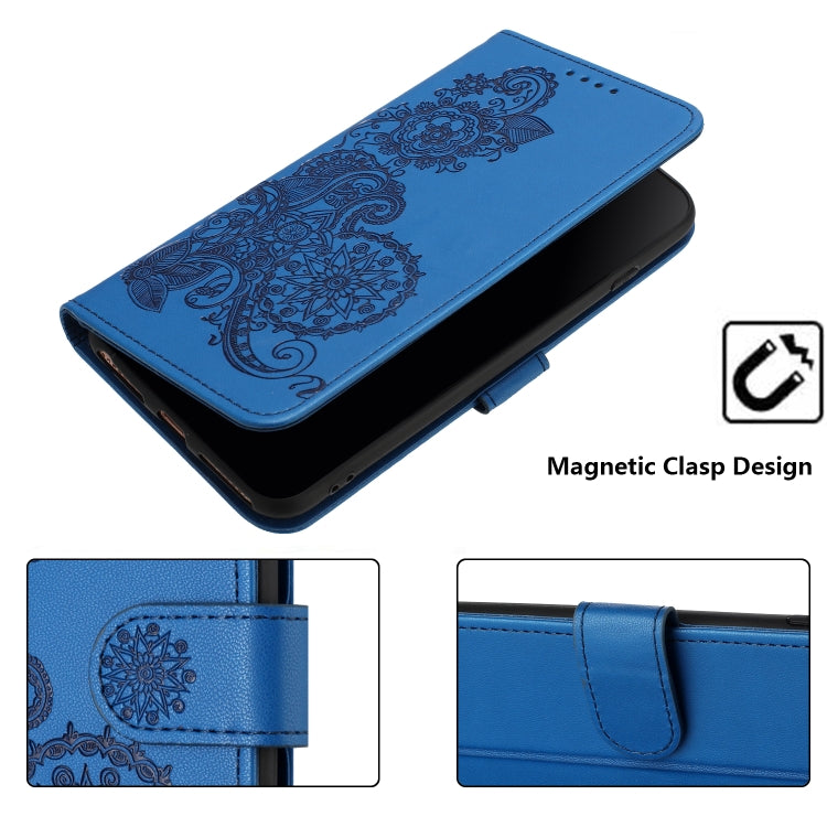 For iPhone 15 Pro Max Datura Flower Embossed Flip Leather Phone Case(Blue) - iPhone 15 Pro Max Cases by buy2fix | Online Shopping UK | buy2fix