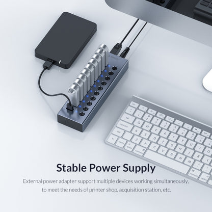 ORICO BT2U3-10AB-GY-BP 10 Ports USB 3.0 HUB with Individual Switches(US Plug) - USB 3.0 HUB by ORICO | Online Shopping UK | buy2fix