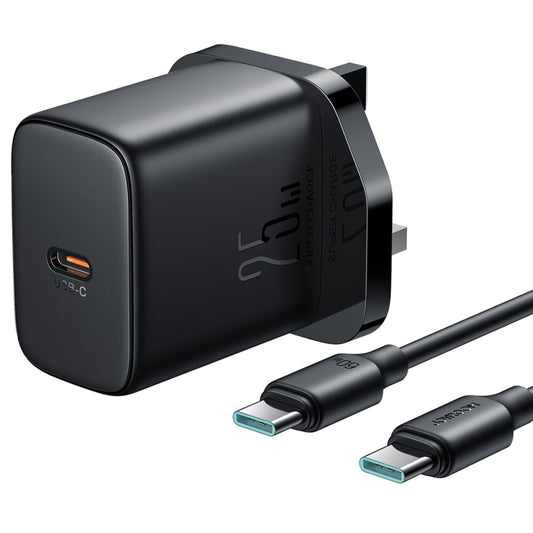 JOYROOM JR-TCF11 25W USB-C / Type-C Port Fast Charger with Cable Set, UK Plug(Black) - USB Charger by JOYROOM | Online Shopping UK | buy2fix