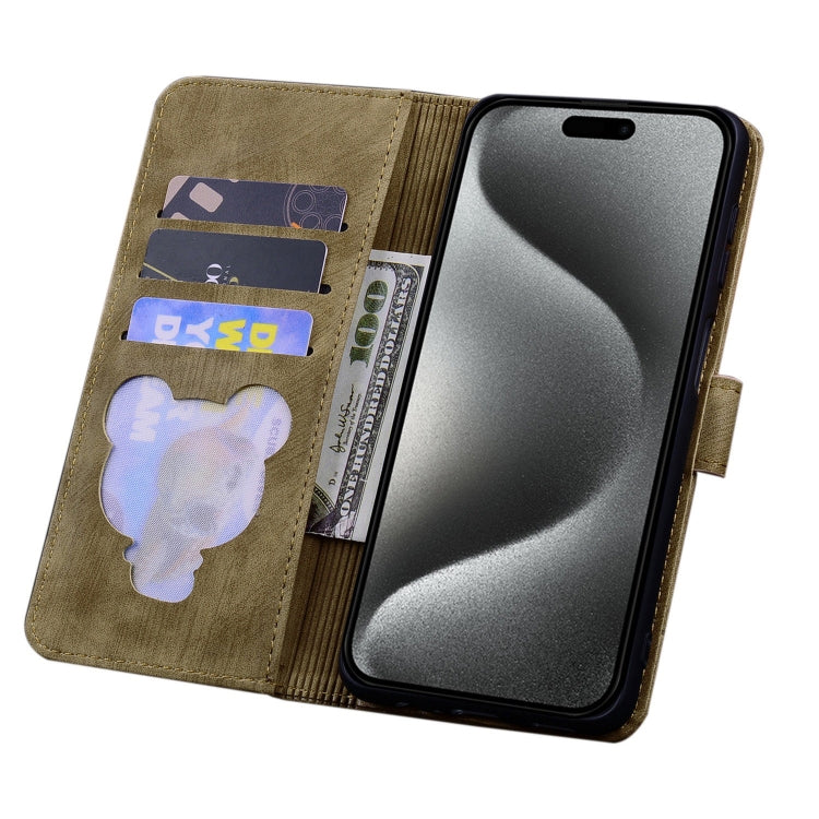 For iPhone 15 Pro Max Cartoon Sakura Cat Embossed Leather Phone Case(Brown) - iPhone 15 Pro Max Cases by buy2fix | Online Shopping UK | buy2fix