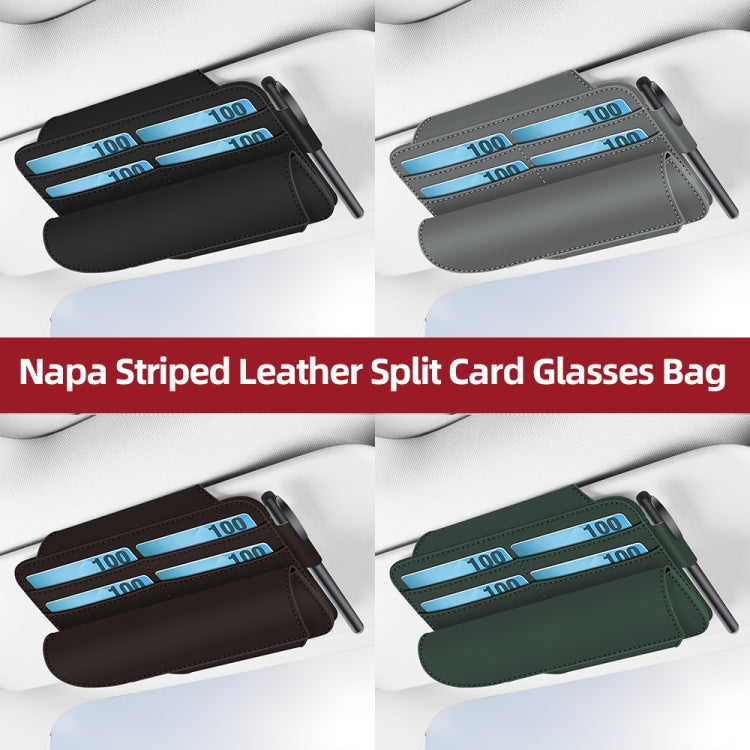 3073 Napa Texture Leather Car Removable Glasses Storage Bag(Black) - Sunglasses & Glasses Clips by buy2fix | Online Shopping UK | buy2fix