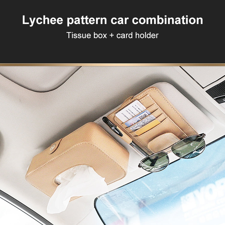 Car Litchi Texture Hanging Tissue Box Sun Visor Card Storage Clip(Brown) - Sunglasses & Glasses Clips by buy2fix | Online Shopping UK | buy2fix