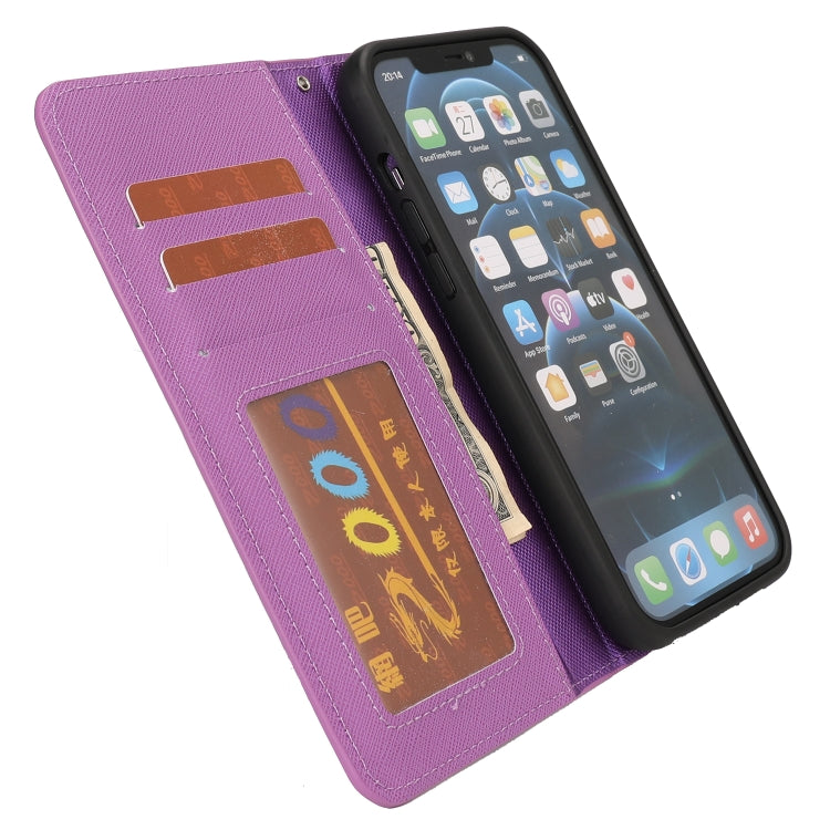 For iPhone 15 Pro Max Cross Texture Detachable Horizontal Flip PU Leather Case(Purple) - iPhone 15 Pro Max Cases by buy2fix | Online Shopping UK | buy2fix