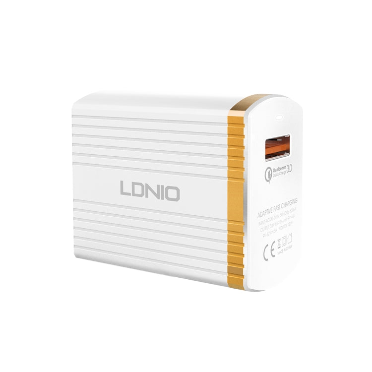 LDNIO A1302Q 2 in 1 18W QC3.0 USB Interface Grid Shape Travel Charger Mobile Phone Charger with Type-C / USB-C Data Cable, US Plug - Mobile Accessories by LDNIO | Online Shopping UK | buy2fix