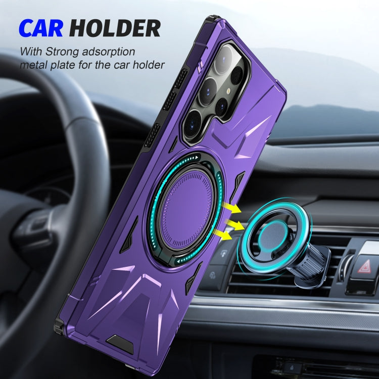 For Samsung Galaxy S23 Ultra 5G MagSafe Magnetic Shockproof Phone Case with Ring Holder(Purple) - Galaxy S23 Ultra 5G Cases by buy2fix | Online Shopping UK | buy2fix