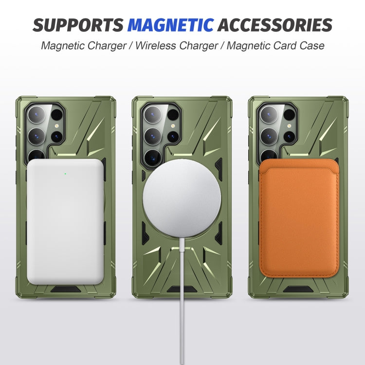 For Samsung Galaxy S24 Ultra 5G MagSafe Magnetic Shockproof Phone Case with Ring Holder(Dark Green) - Galaxy S24 Ultra 5G Cases by buy2fix | Online Shopping UK | buy2fix