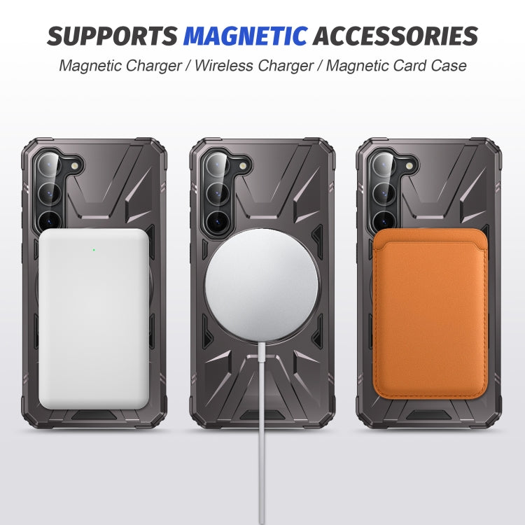 For Samsung Galaxy S24 5G MagSafe Magnetic Shockproof Phone Case with Ring Holder(Dark Grey) - Galaxy S24 5G Cases by buy2fix | Online Shopping UK | buy2fix