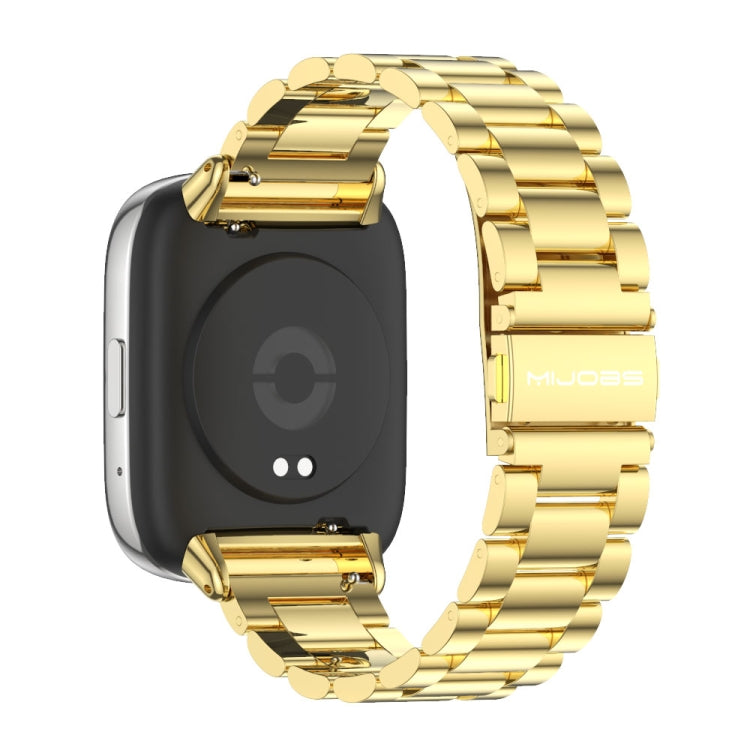 For Redmi Watch 3 Lite / Watch 3 Active Mijobs Three-Bead Metal Stainless Steel Watch Band(Gold) - Watch Bands by MIJOBS | Online Shopping UK | buy2fix