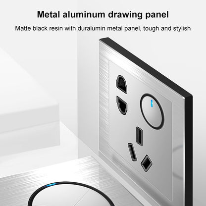 86mm Gray Aluminum Wire Drawing LED Switch Panel, Style:Telephone-Computer Socket - Consumer Electronics by buy2fix | Online Shopping UK | buy2fix