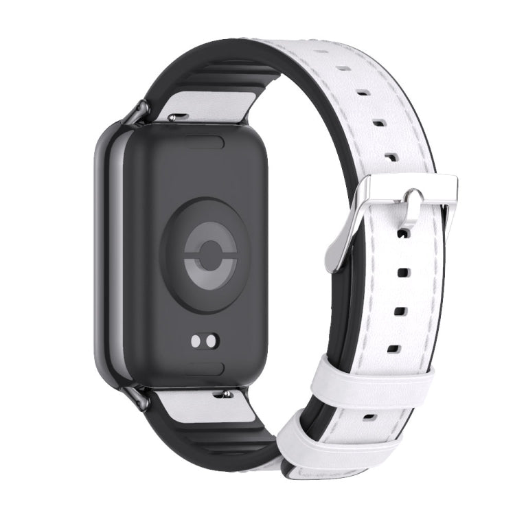 For Xiaomi Smart Band 9 Pro / 8 Pro Mijobs TPU Leather Watch Band(White Black) - Watch Bands by MIJOBS | Online Shopping UK | buy2fix