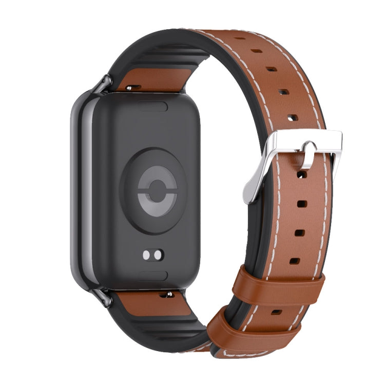 For Xiaomi Smart Band 9 Pro / 8 Pro Mijobs TPU Leather Watch Band(Brown Black) - Watch Bands by MIJOBS | Online Shopping UK | buy2fix