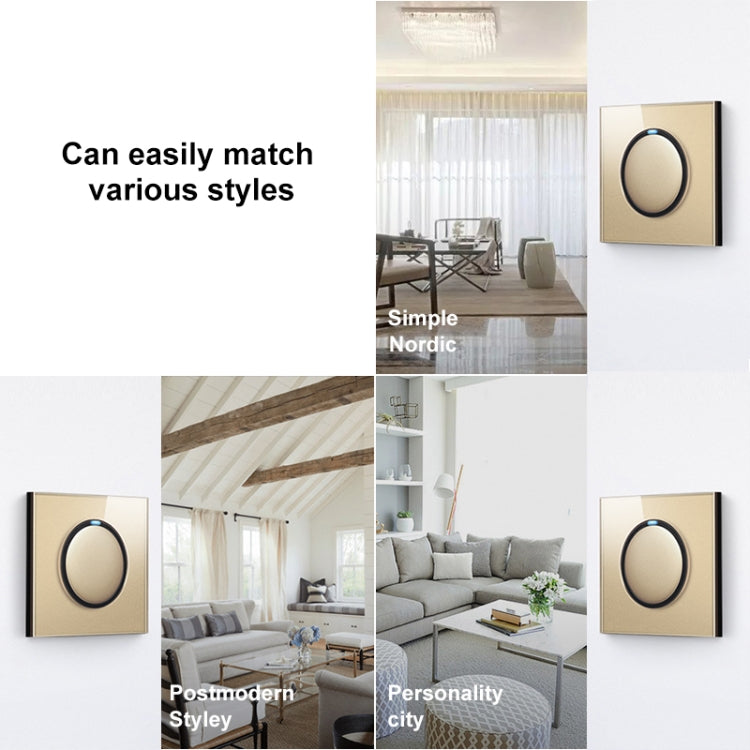 86mm Round LED Tempered Glass Switch Panel, Gold Round Glass, Style:Telephone-TV Socket - Consumer Electronics by buy2fix | Online Shopping UK | buy2fix