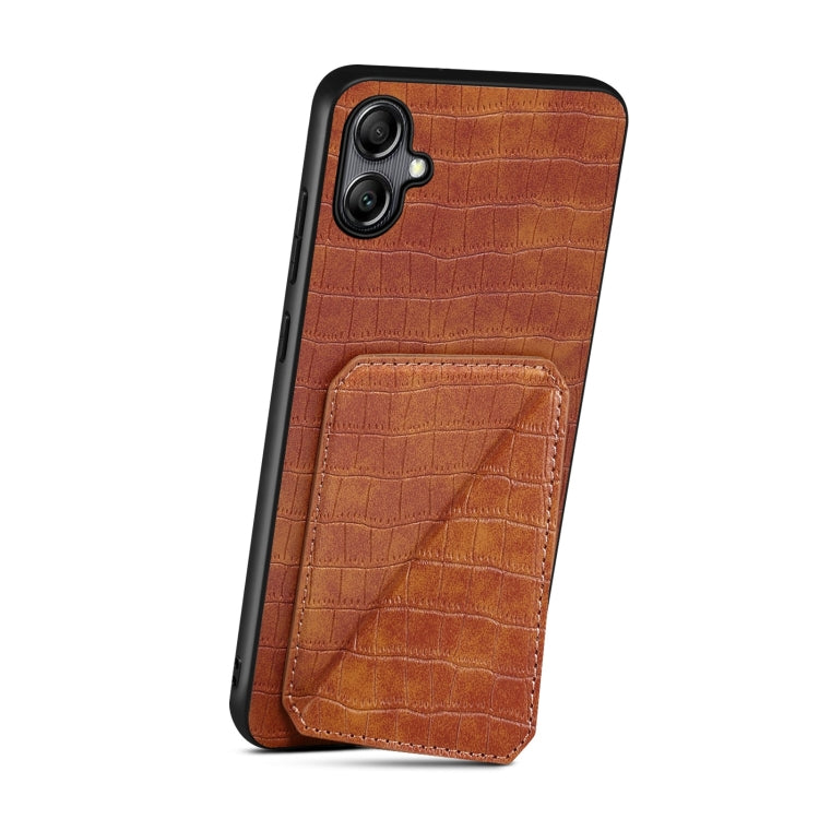 For Samsung Galaxy S23 5G Denior Imitation Crocodile Leather Back Phone Case with Holder(Brown) - Galaxy S23 5G Cases by Denior | Online Shopping UK | buy2fix