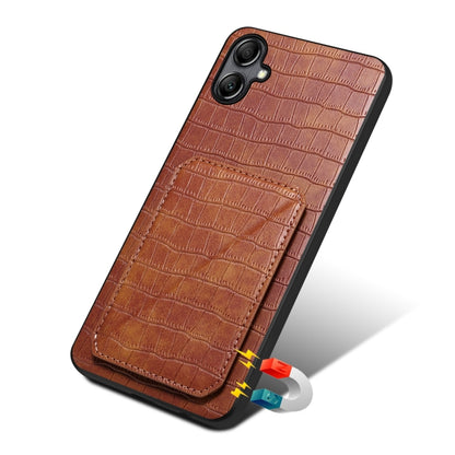 For Samsung Galaxy S23 5G Denior Imitation Crocodile Leather Back Phone Case with Holder(Brown) - Galaxy S23 5G Cases by Denior | Online Shopping UK | buy2fix