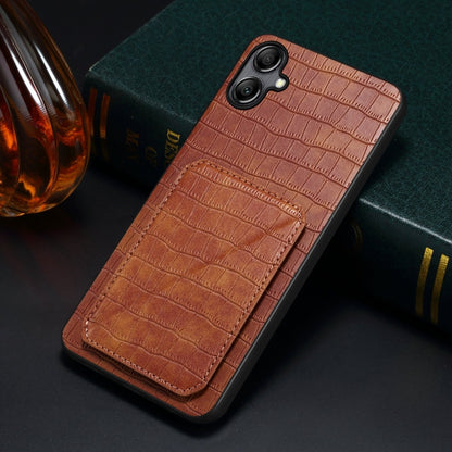 For Samsung Galaxy S23 5G Denior Imitation Crocodile Leather Back Phone Case with Holder(Brown) - Galaxy S23 5G Cases by Denior | Online Shopping UK | buy2fix