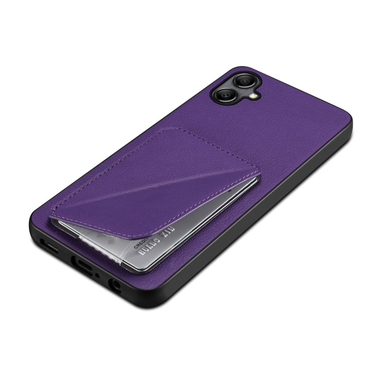 For Samsung Galaxy S23 FE 5G Denior Imitation Calf Leather Back Phone Case with Holder(Purple) - Galaxy S23 FE 5G Cases by Denior | Online Shopping UK | buy2fix