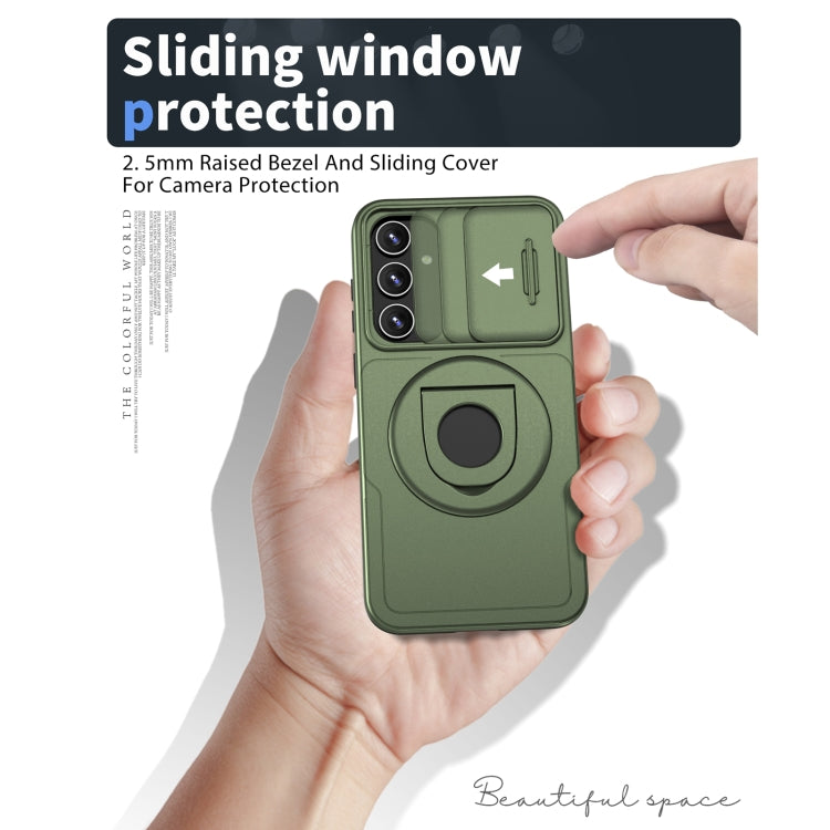 For Samsung Galaxy S23+ 5G Camshield MagSafe Ring Holder Armor Phone Case(Olive Green) - Galaxy S23+ 5G Cases by buy2fix | Online Shopping UK | buy2fix