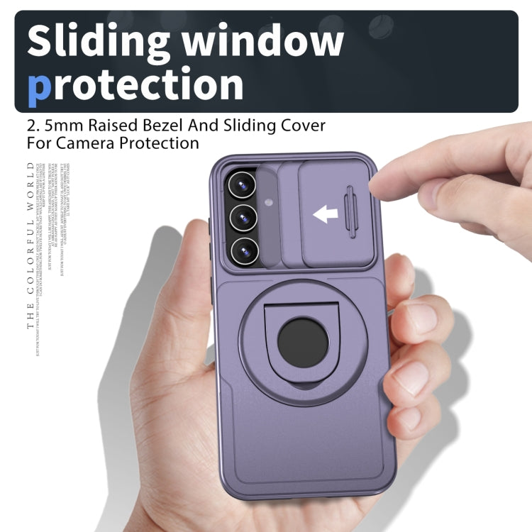 For Samsung Galaxy S22+ 5G Camshield MagSafe Ring Holder Armor Phone Case(Puple) - Galaxy S22+ 5G Cases by buy2fix | Online Shopping UK | buy2fix