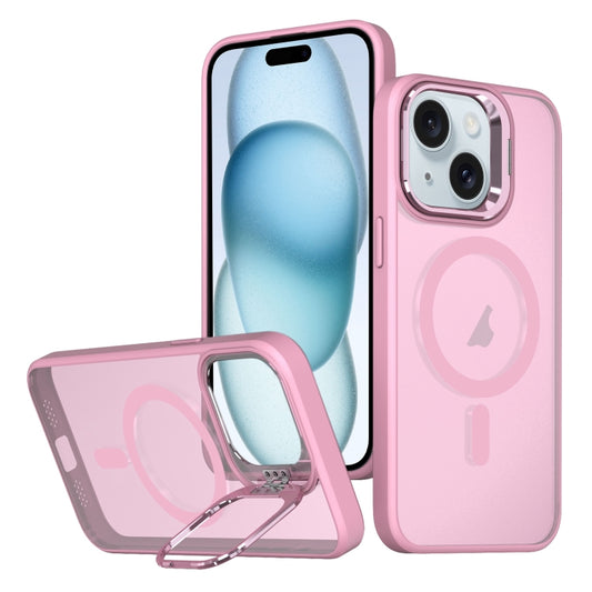 For iPhone 15 Plus Metal Invisible Camera Holder MagSafe Magnetic Phone Case(Pink) - iPhone 15 Plus Cases by buy2fix | Online Shopping UK | buy2fix